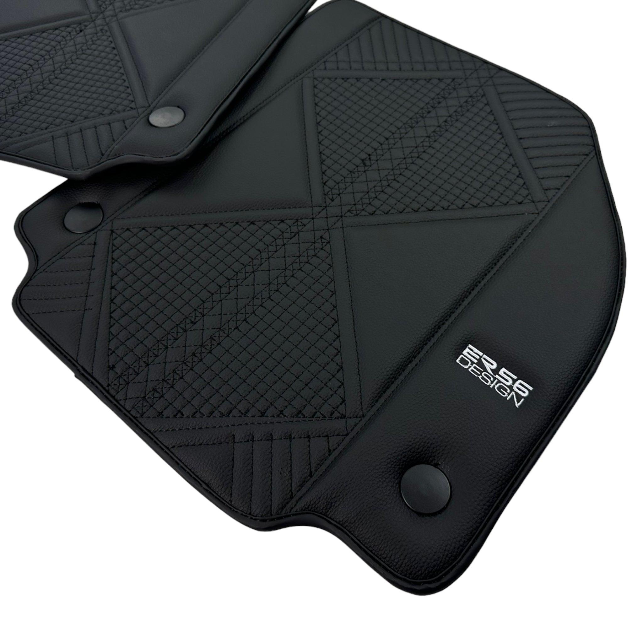 Black Leather Floor Mats For Ferrari 488 GTB (2016-2022) ER56 Design - AutoWin