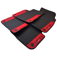 Black Leather Floor Mats For Lamborghini Urus S With Red Nappa Leather - AutoWin