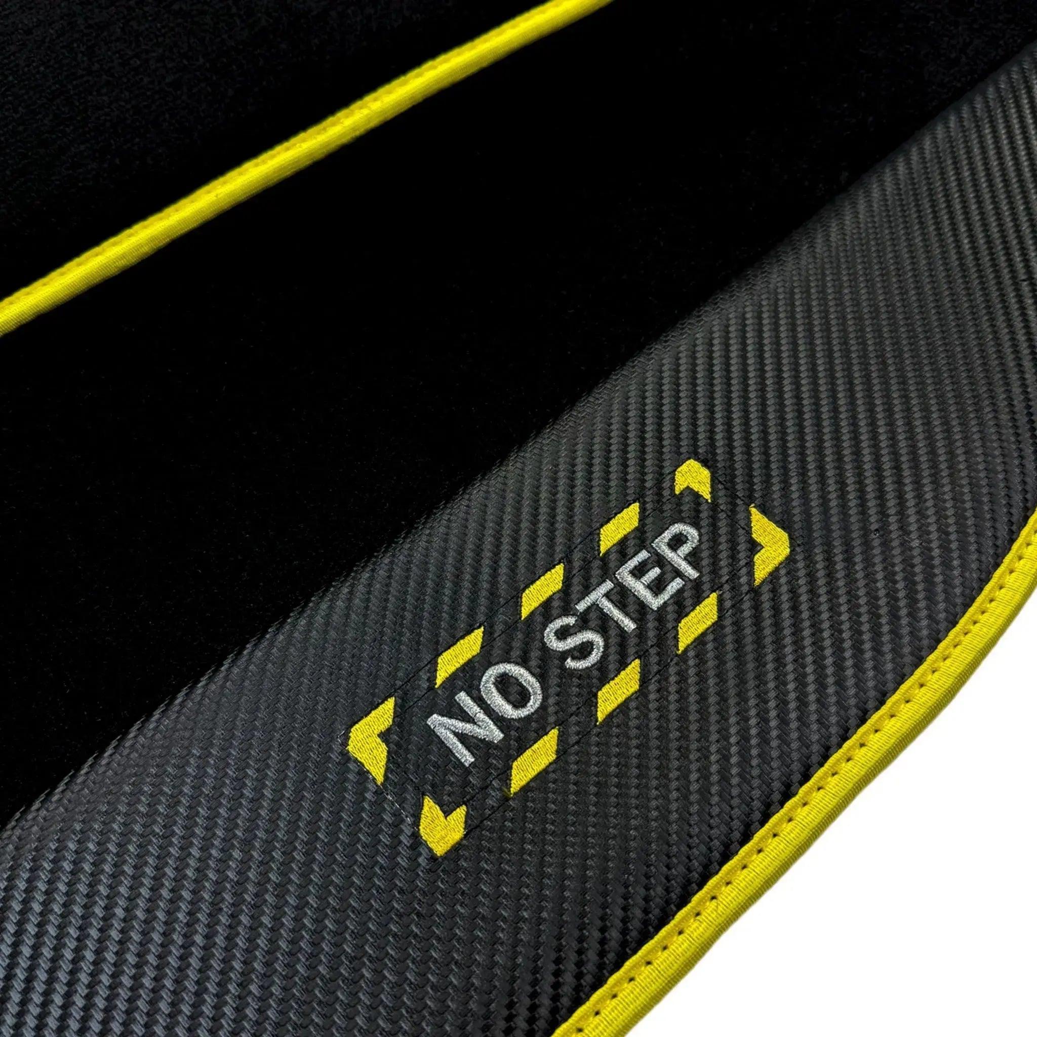 Black Mats For BMW M5 E60 | Fighter Jet Edition | Yellow Trim - AutoWin