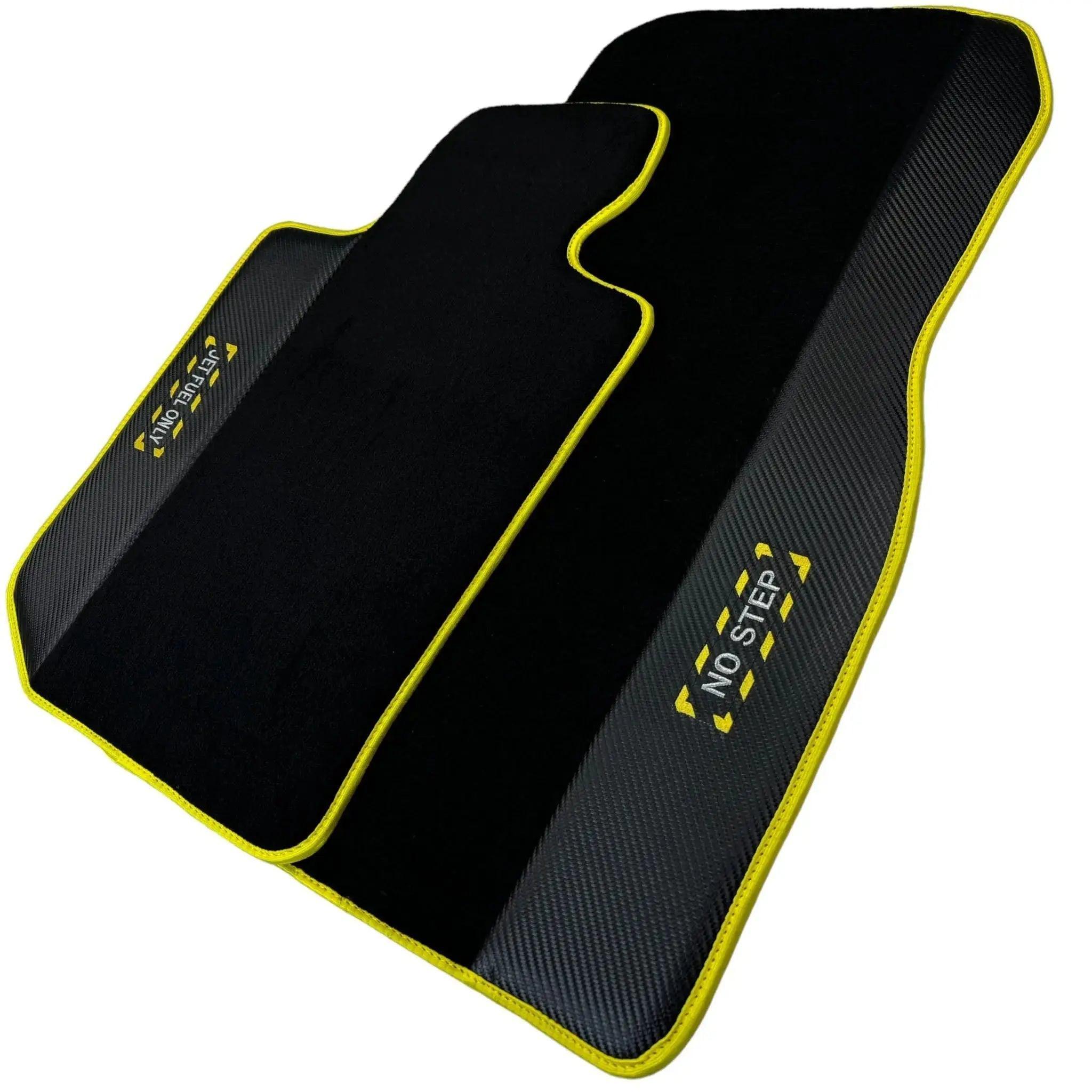 Black Mats For BMW M5 E60 | Fighter Jet Edition | Yellow Trim - AutoWin