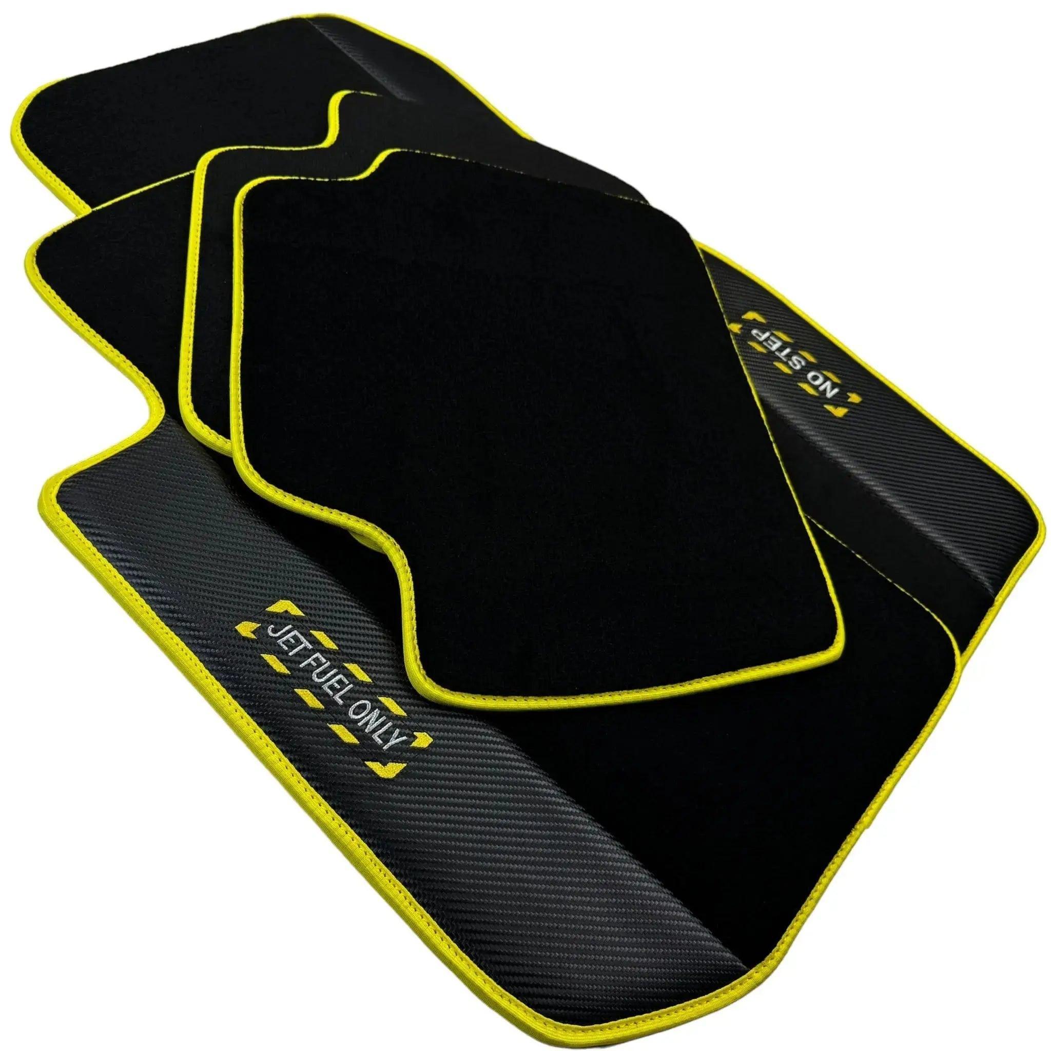 Black Mats For BMW M5 E60 | Fighter Jet Edition | Yellow Trim - AutoWin