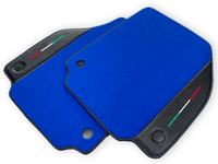 Blue Floor Mats For Ferrari F8 Spider 2019-2022 With Carbon Fiber Leather - AutoWin