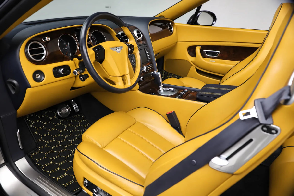 Customizable Leather Floor Mats with Interlaced Hex Pattern for Bentley Continental GT (2003–2011) inside the vehicle