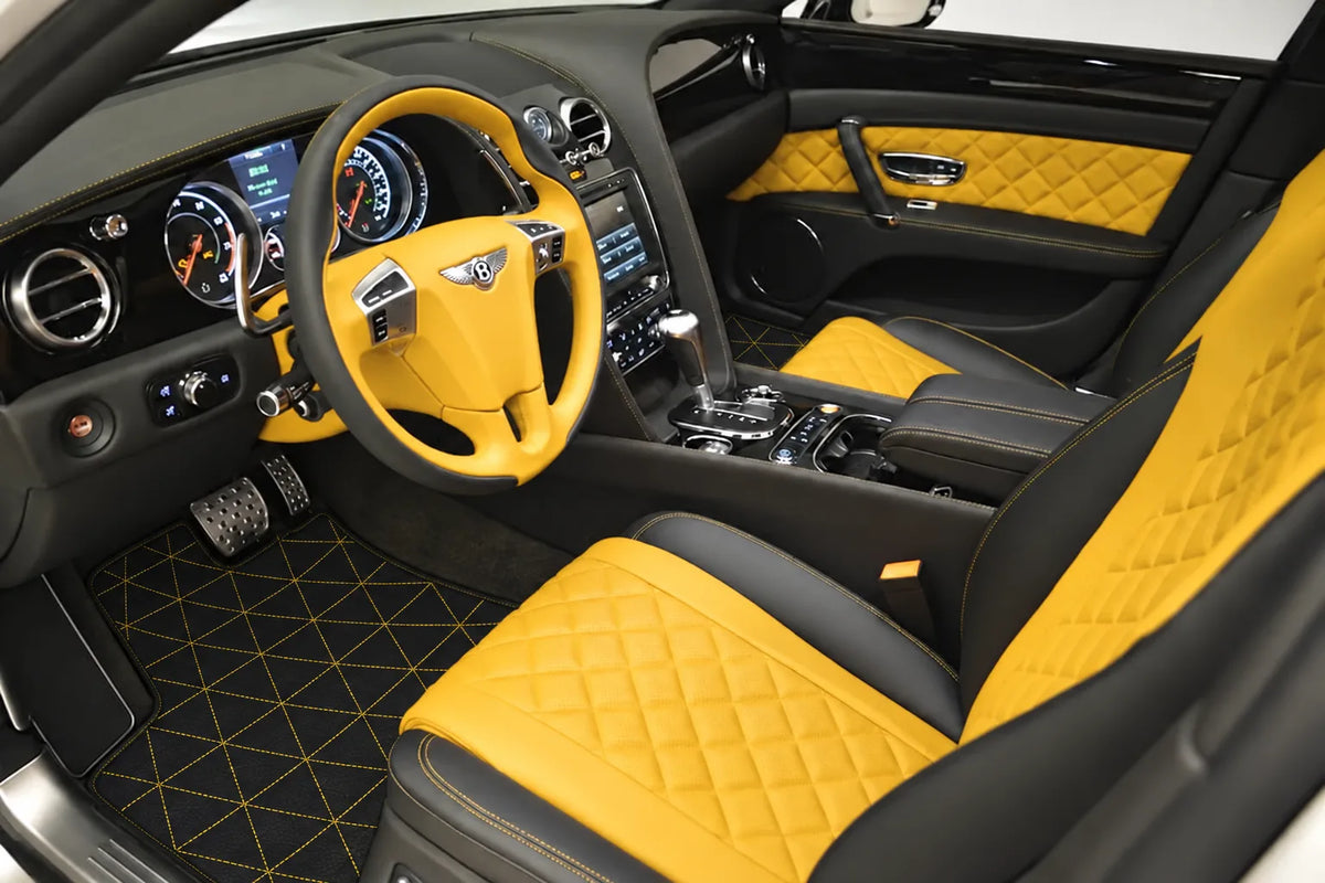 Customizable Leather Floor Mats with Triangle Pattern for Bentley Flying Spur (2013-2019) inside the vehicle