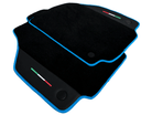 Floor Mats For Ferrari 488 Pista Spider (2019-2021) Alcantara Leather | Light Blue Trim - AutoWin