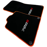 Floor Mats For McLaren 720S Black Tailored With Orange Trim - AutoWin