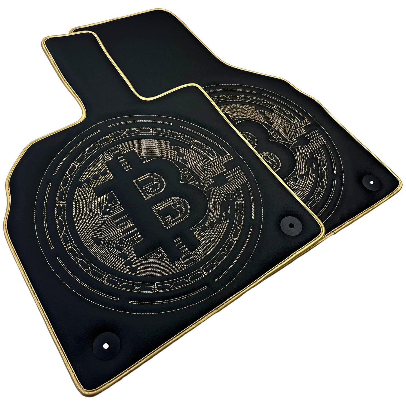 Leather Floor Mats for Lamborghini Aventador with Bitcoin Sewing - AutoWin