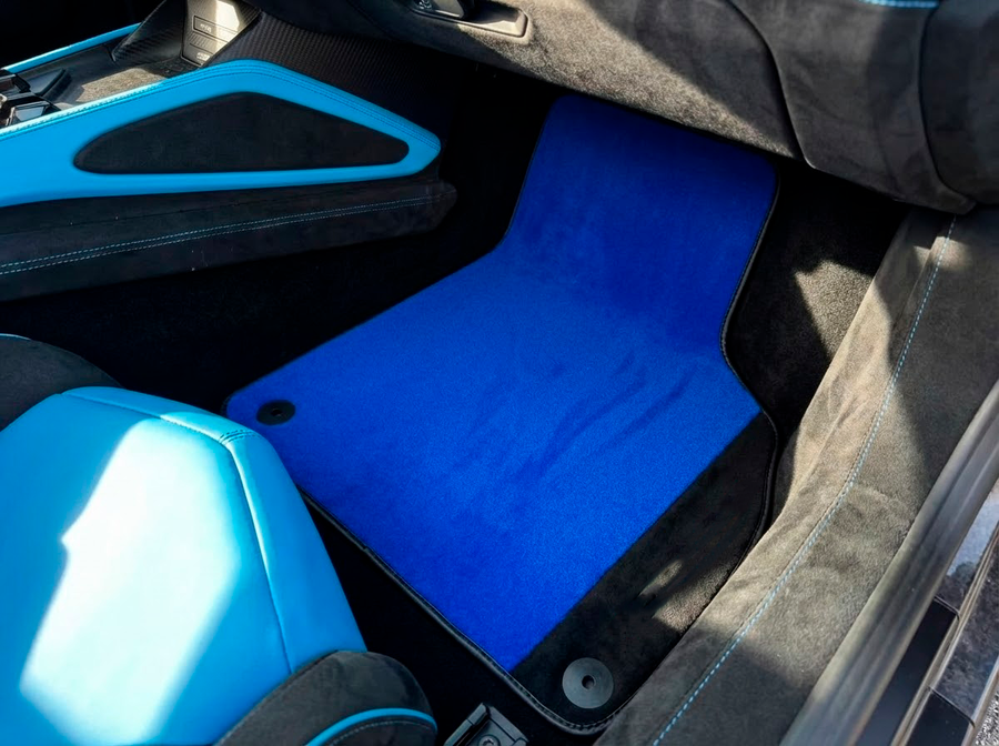 Customizable Blue Floor Mats for Lamborghini Aventador With Alcantara Leather