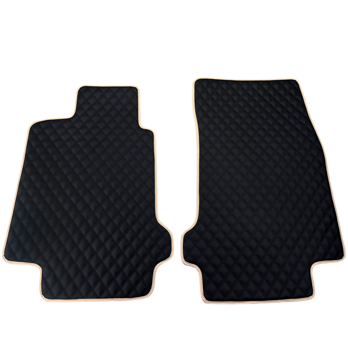 Black Stitched Leather Floor Mats for Maserati GranTurismo (2007-2019) | Beige Trim