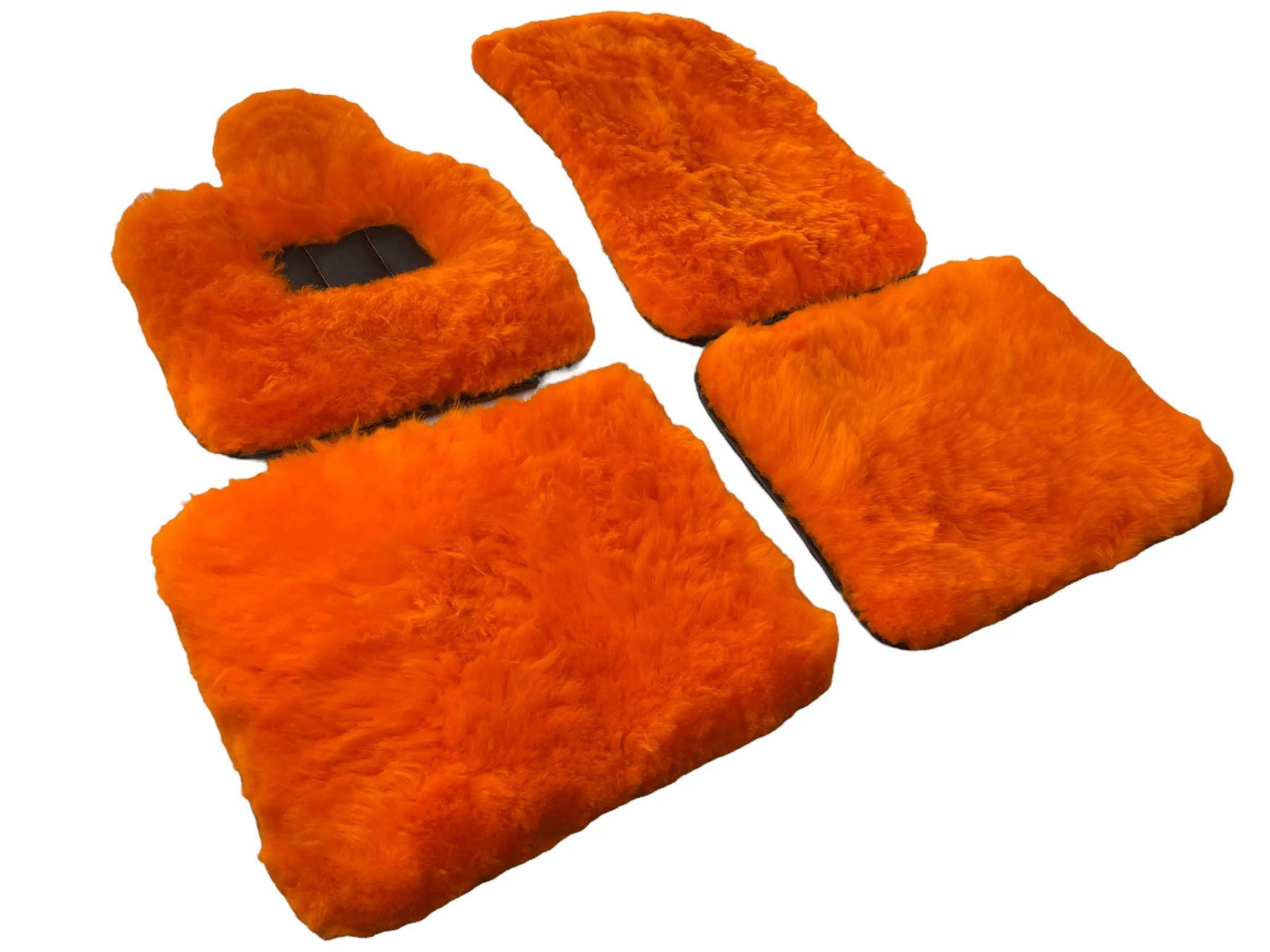 Orange Sheepskin Floor Mats For Bentley Bentayga Er56 Design Brand - AutoWin