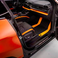 Tapetes de carro pretos personalizáveis para Lamborghini Urus com couro laranja