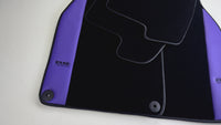 Black Floor Mats for Porsche Cayenne (2003-2010) with Purple Leather | ER56 Design