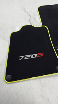 Floor Mats For McLaren 720S Black Tailored With Yellow Trim