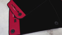 Black Floor Mats for Lamborghini Urus with Red Nappa Leather