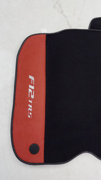 Black Floor Mats for Ferrari F12 TRS (2014) with Red Alcantara Leather