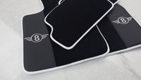Black Floor Mats for Mini Cooper F56 (2013-2022) with Leather | White Trim