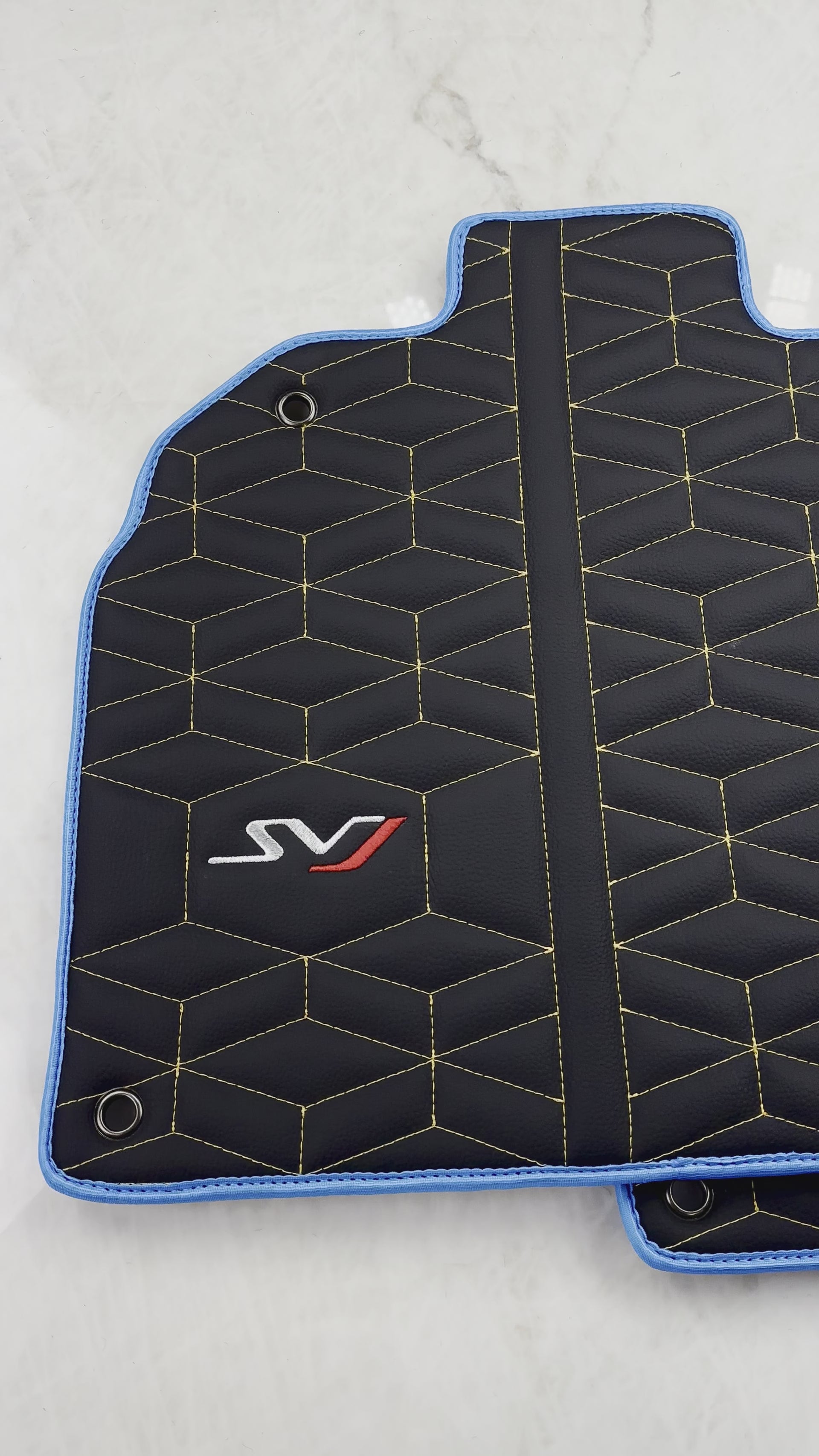 Leather Floor Mats for Lamborghini Aventador SVJ Limited Edition with Blue Trim - AutoWin.EU