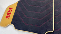 Black Alcantara Floor Mats for Ferrari F430 (2004-2009) - Red Sewing
