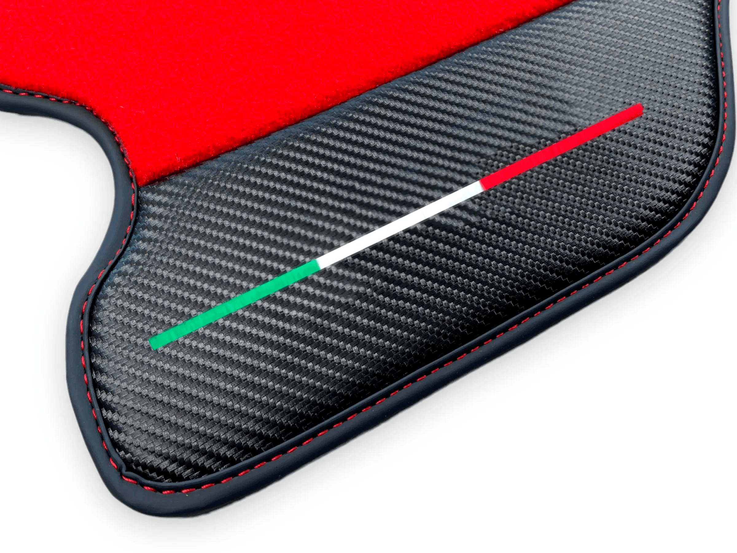 Red Floor Mats For Ferrari F430 2004-2009 With Carbon Fiber Leather - AutoWin