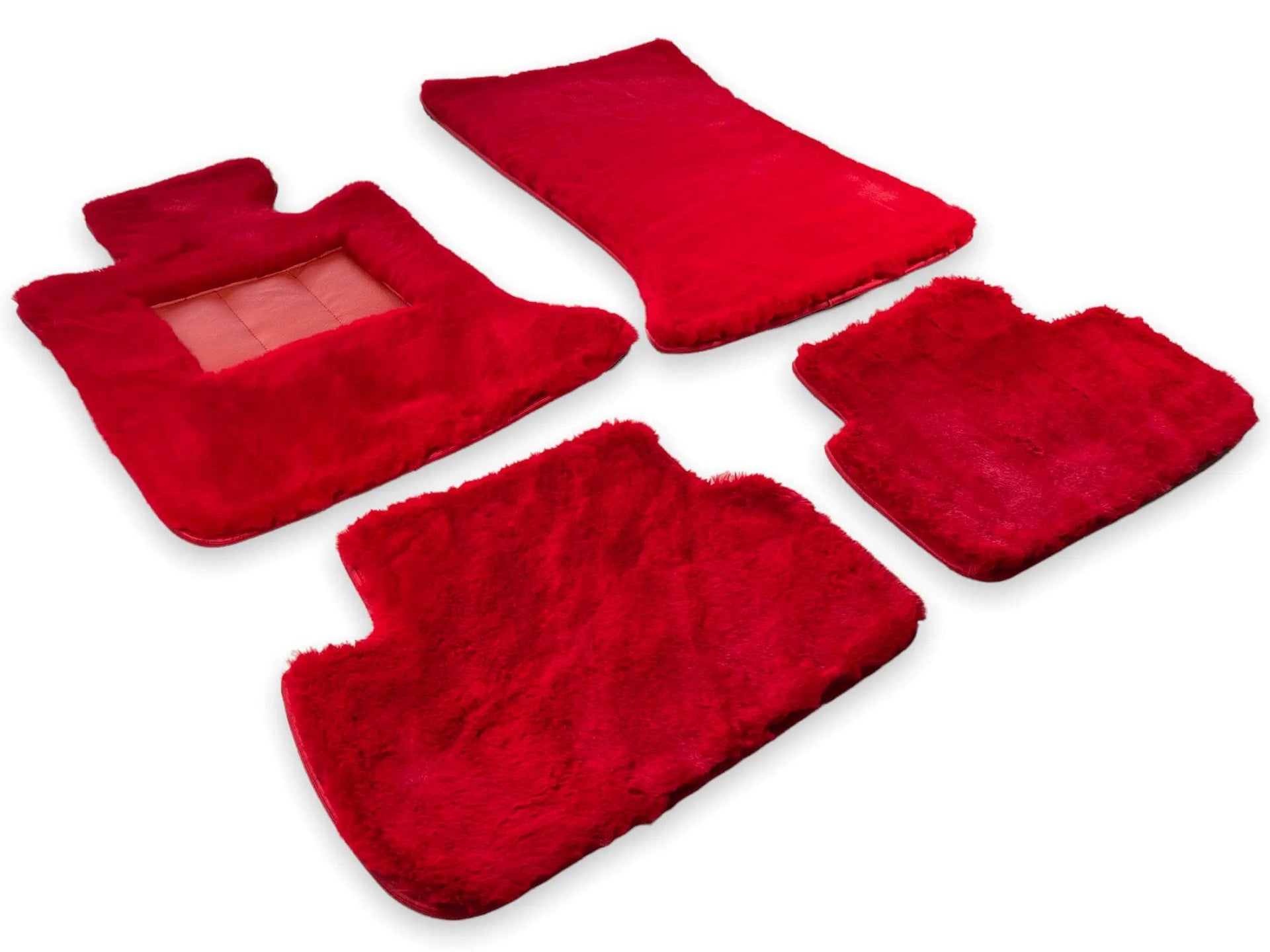 Red Sheepskin Floor Mats For Bentley Bentayga Er56 Design Brand - AutoWin