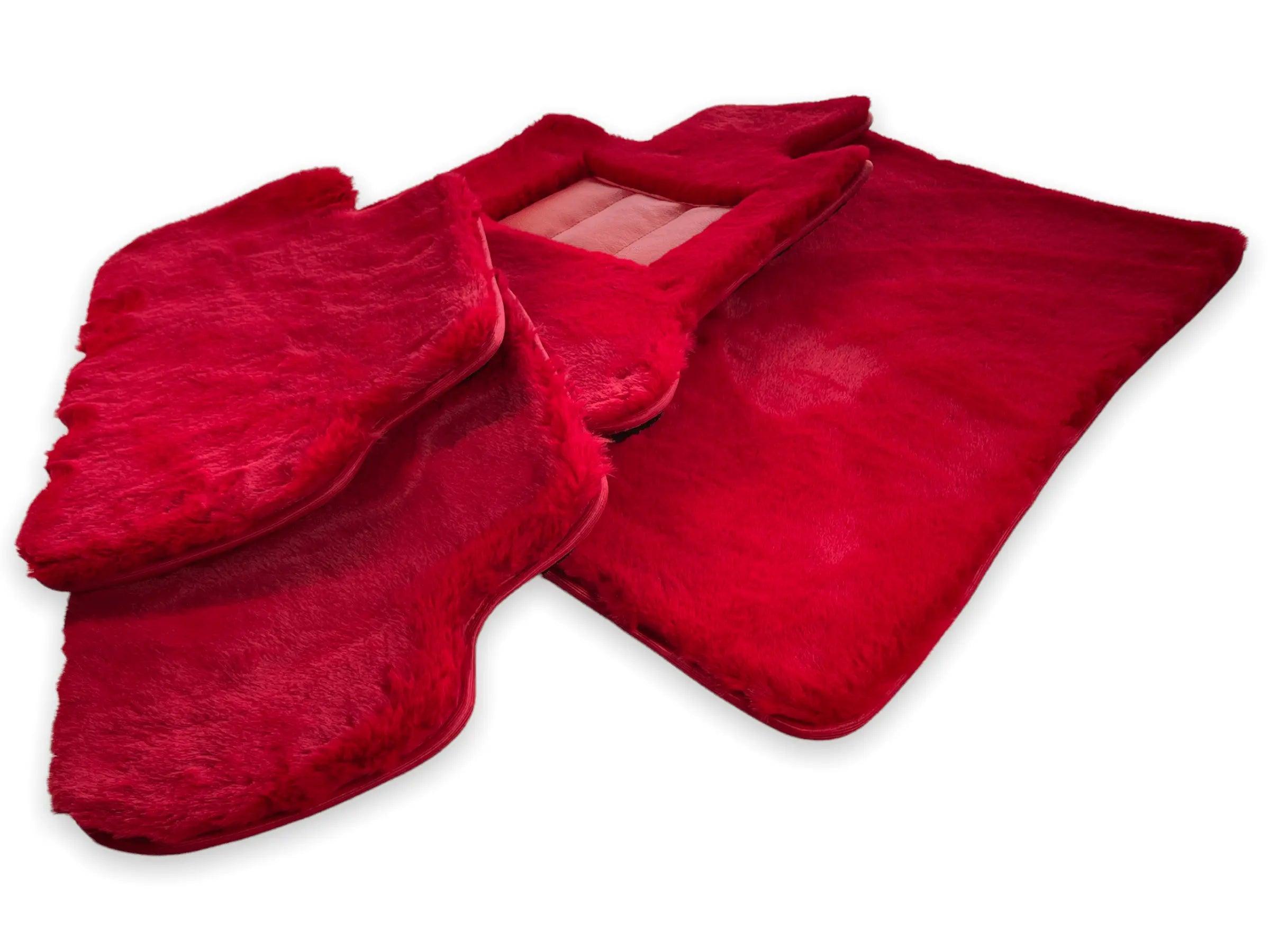 Red Sheepskin Floor Mats For Bentley Flying Spur (2005-2013) Er56 Design Brand - AutoWin