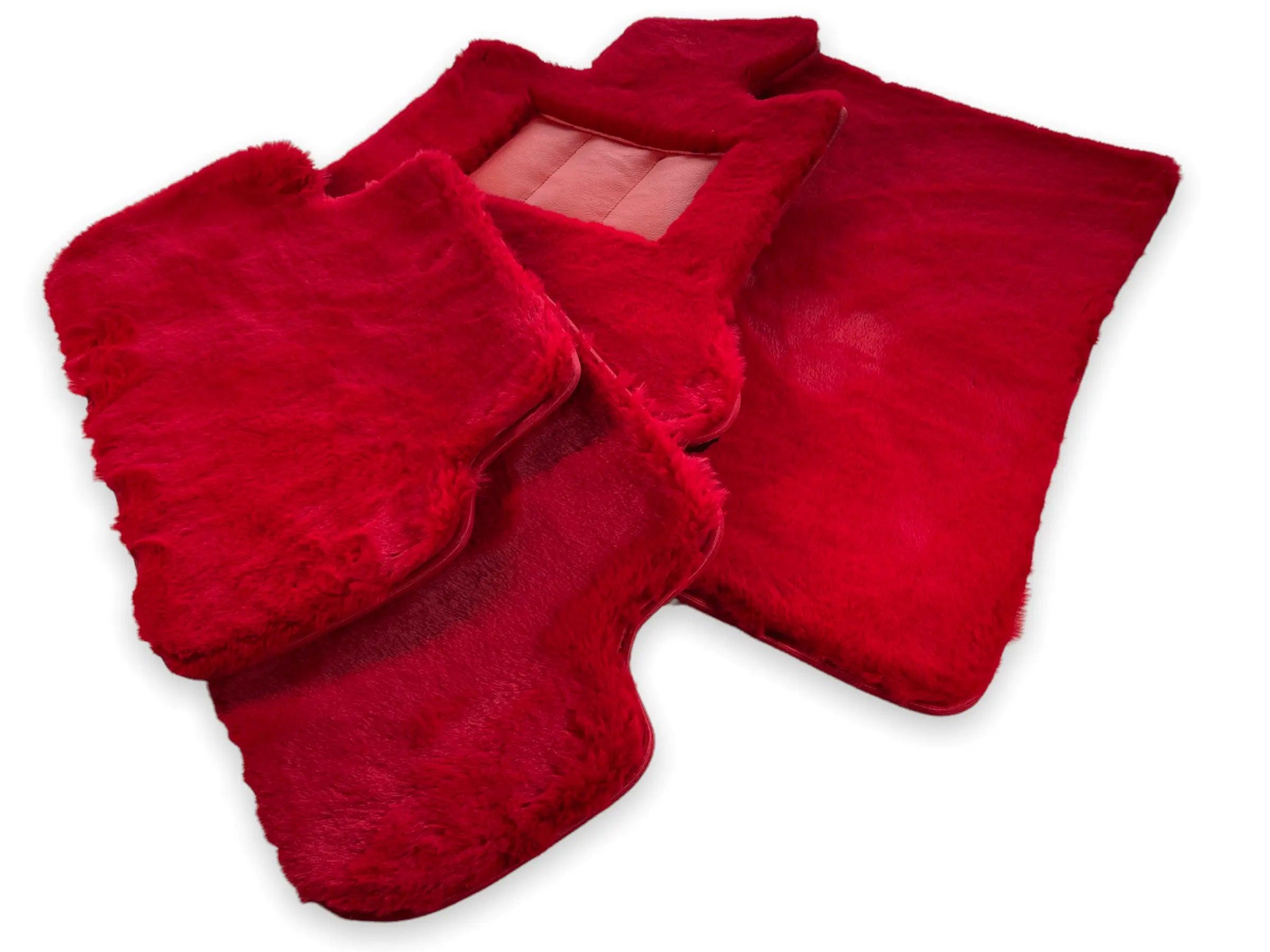 Red Sheepskin Floor Mats For Bentley Flying Spur (2005-2013) Er56 Design Brand - AutoWin
