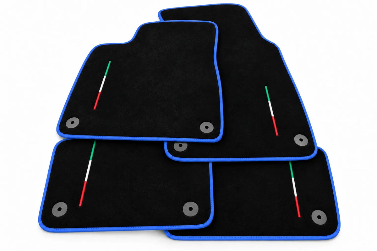 Black Floor Mats For Lamborghini Urus Tailored With Yellow Trim - Blue