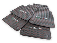 Floor Mats For Lamborghini Urus Leather Red Stitching - AutoWin