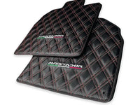Floor Mats for Lamborghini Aventador Carbon Fiber Leather Red Stitching - AutoWin