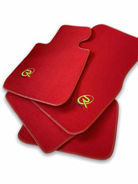 Red Floor Mats For BMW 1 Series E82 ROVBUT Brand Tailored Set Perfect Fit Green SNIP Collection - AutoWin