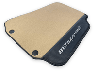 Beige Floor Mats For Ferrari 812 Superfast With Carbon Fiber Leather - AutoWin