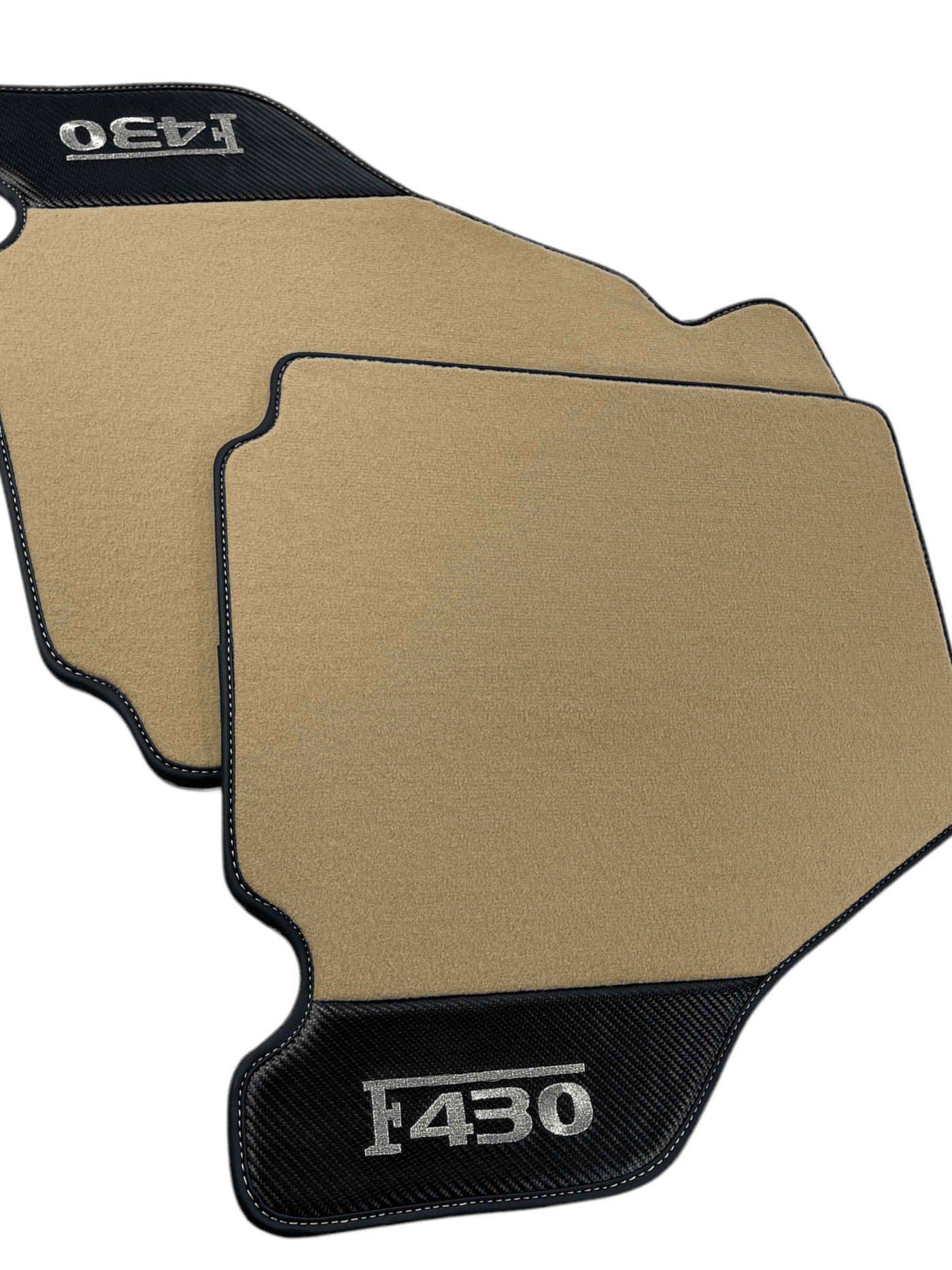 Beige Floor Mats For Ferrari F430 2004-2009 With Carbon Fiber Leather - AutoWin
