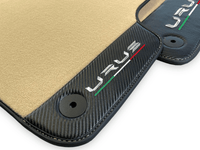 Beige Floor Mats For Lamborghini Urus With Carbon Leather - AutoWin