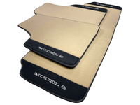Beige Floor Mats For Tesla Model S With Alcantara Leather - AutoWin