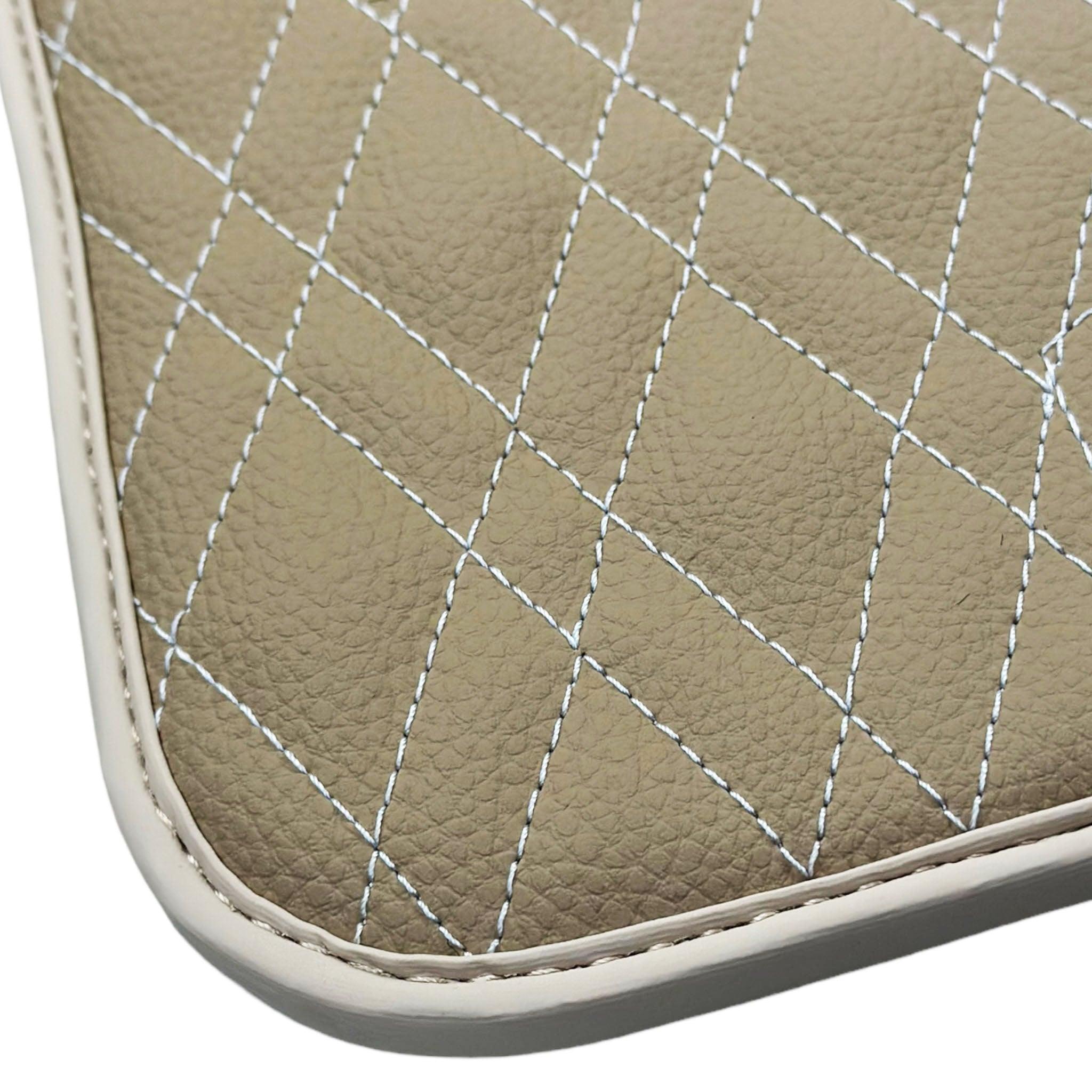 Beige Leather Floor Floor Mats For BMW X6 Series E71 - AutoWin