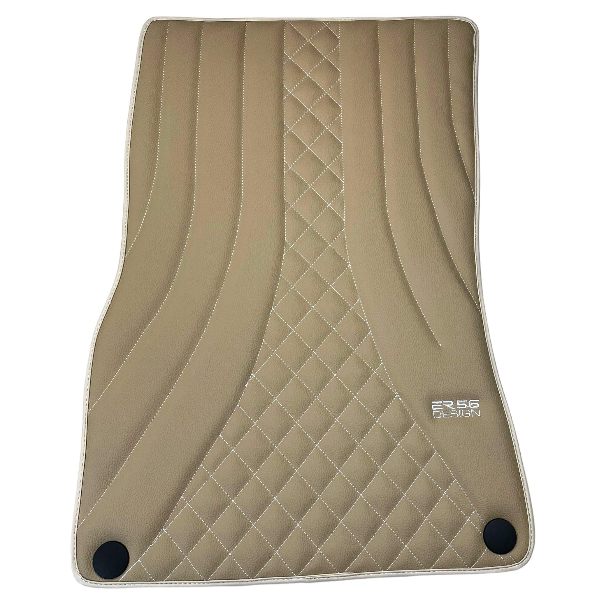 Beige Leather Floor Mats For Mercedes Benz A-Class W177 Hybrid (2019-2023) | ER56 Design - AutoWin