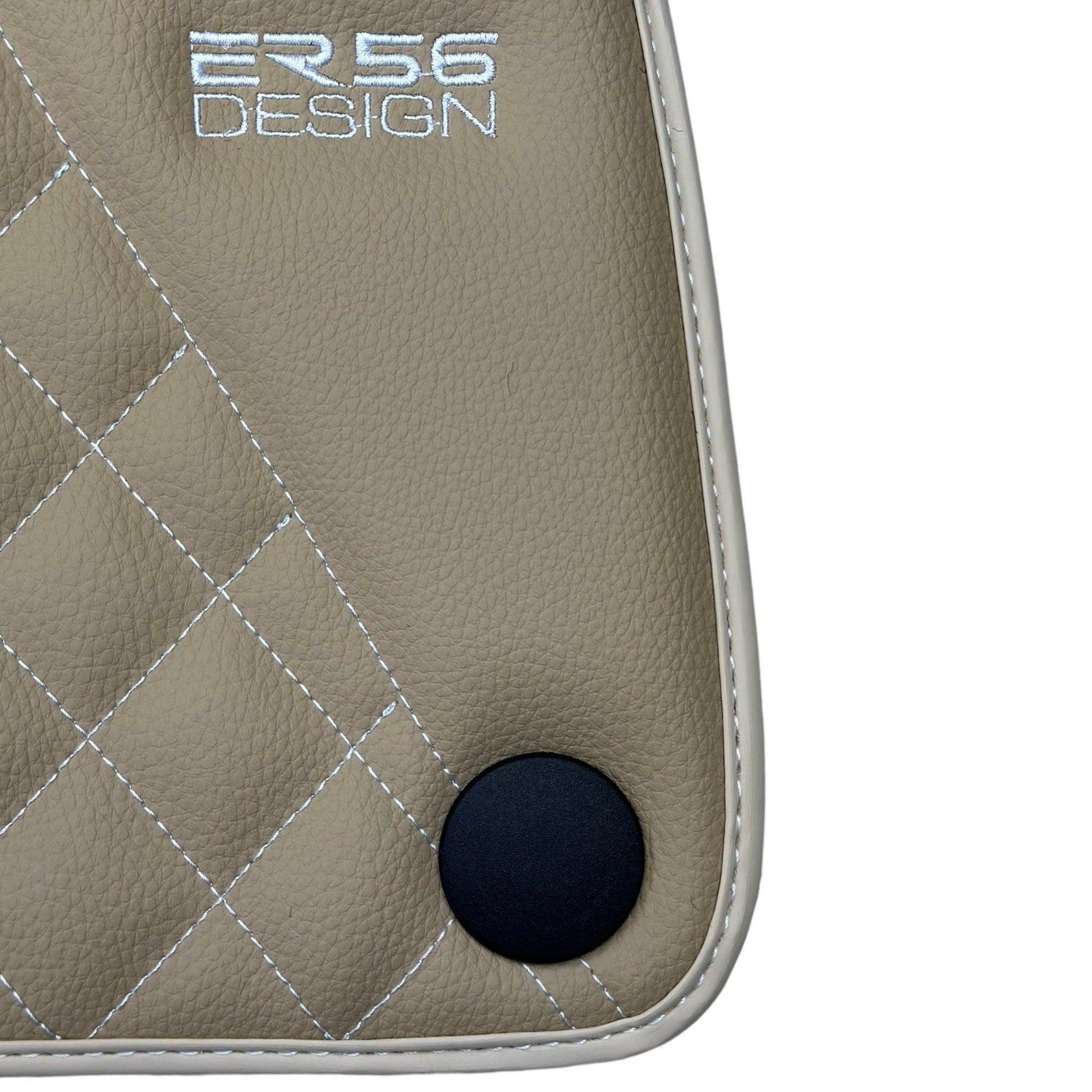 Beige Leather Floor Mats For Mercedes Benz V-Class 447 Front (2014-2019) | ER56 Design - AutoWin