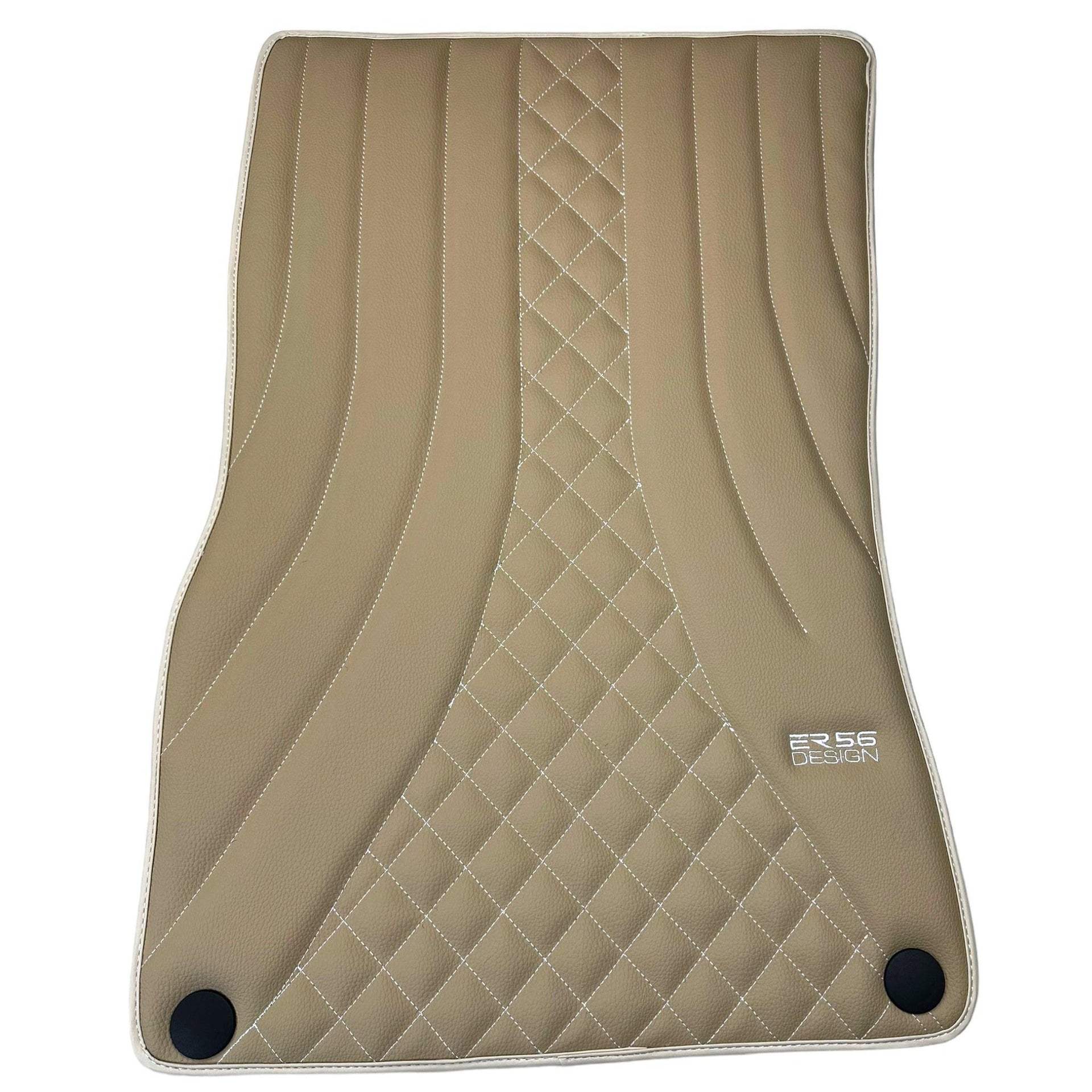 Beige Leather Floor Mats For Mercedes Benz V-Class 447 Front (2014-2019) | ER56 Design - AutoWin