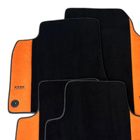 Black Floor Mats for Audi A1 - 5-door Hatchback (2019-2024) With Orange Alcantara | ER56 Design - AutoWin