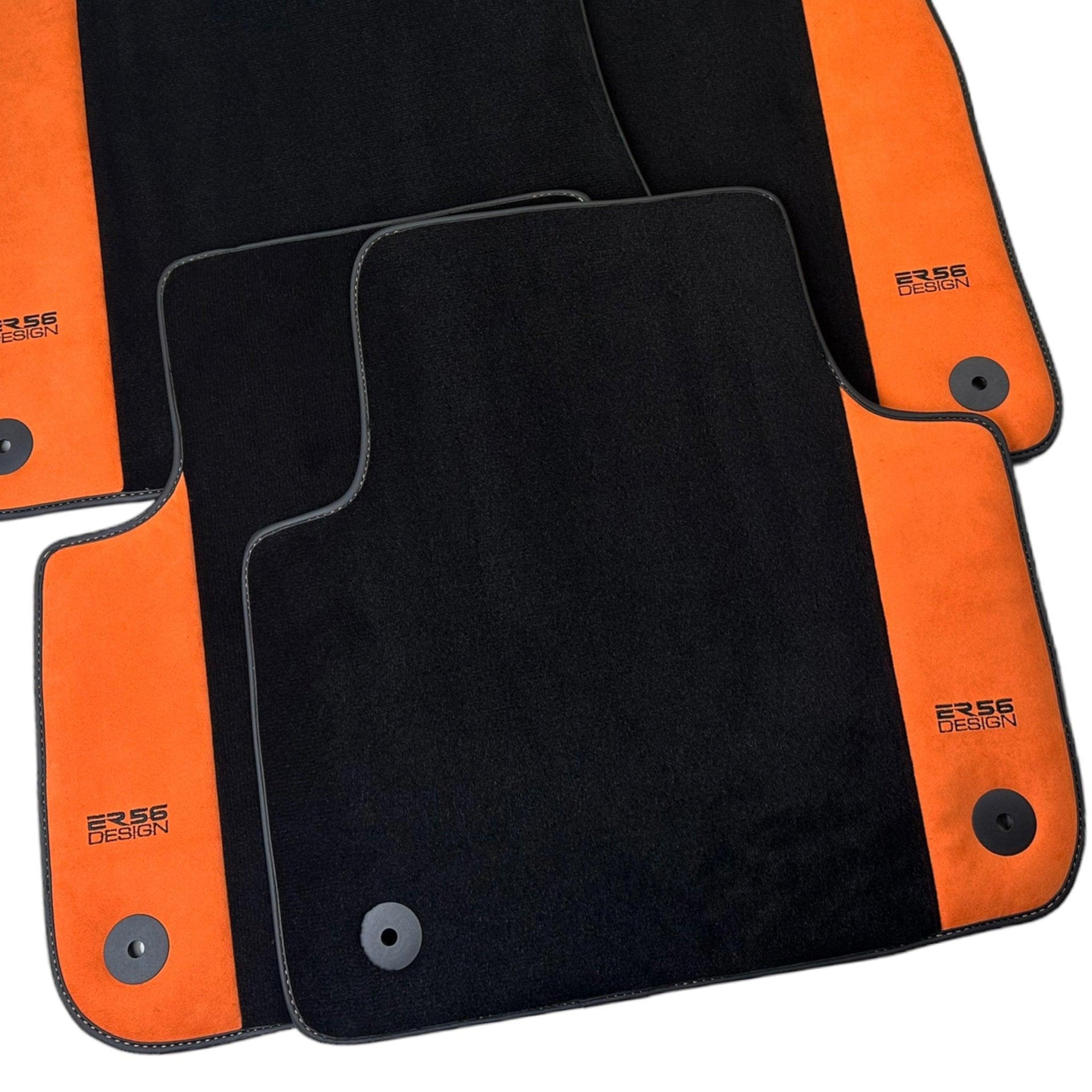 Black Floor Mats for Audi A5 - F53 Coupe (2020-2023) With Orange Alcantara | ER56 Design - AutoWin