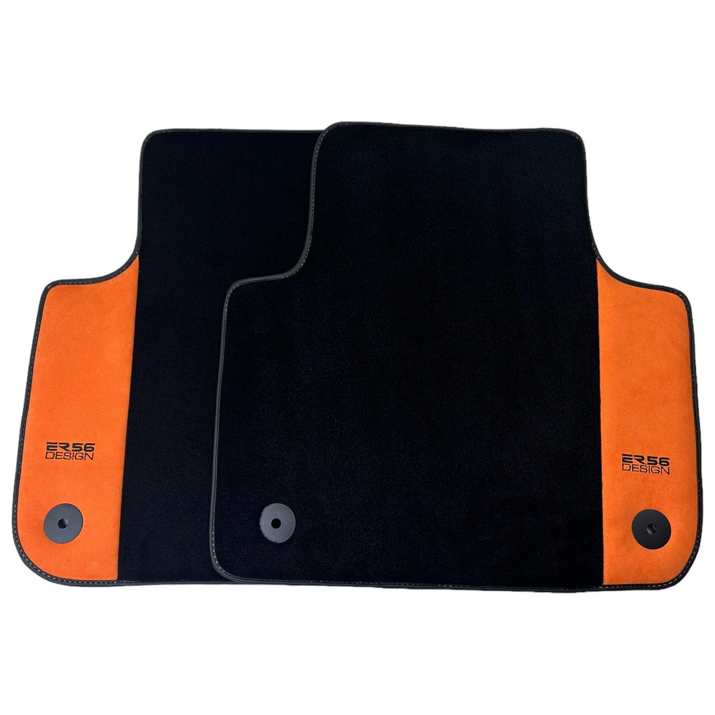 Black Floor Mats for Audi A6 - C5 Sedan (1997-2002) With Orange Alcantara | ER56 Design - AutoWin