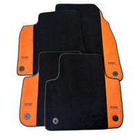 Black Floor Mats for Audi A6 - C5 Sedan Facelift (2002-2004) With Orange Alcantara | ER56 Design - AutoWin