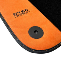 Black Floor Mats for Audi A8 D3 (2002-2010) With Orange Alcantara | ER56 Design - AutoWin