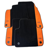 Black Floor Mats for Audi A8 D3 Long (2002-2010) With Orange Alcantara | ER56 Design - AutoWin