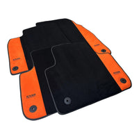 Black Floor Mats for Audi A8 D4 (2010-2017) With Orange Alcantara | ER56 Design - AutoWin