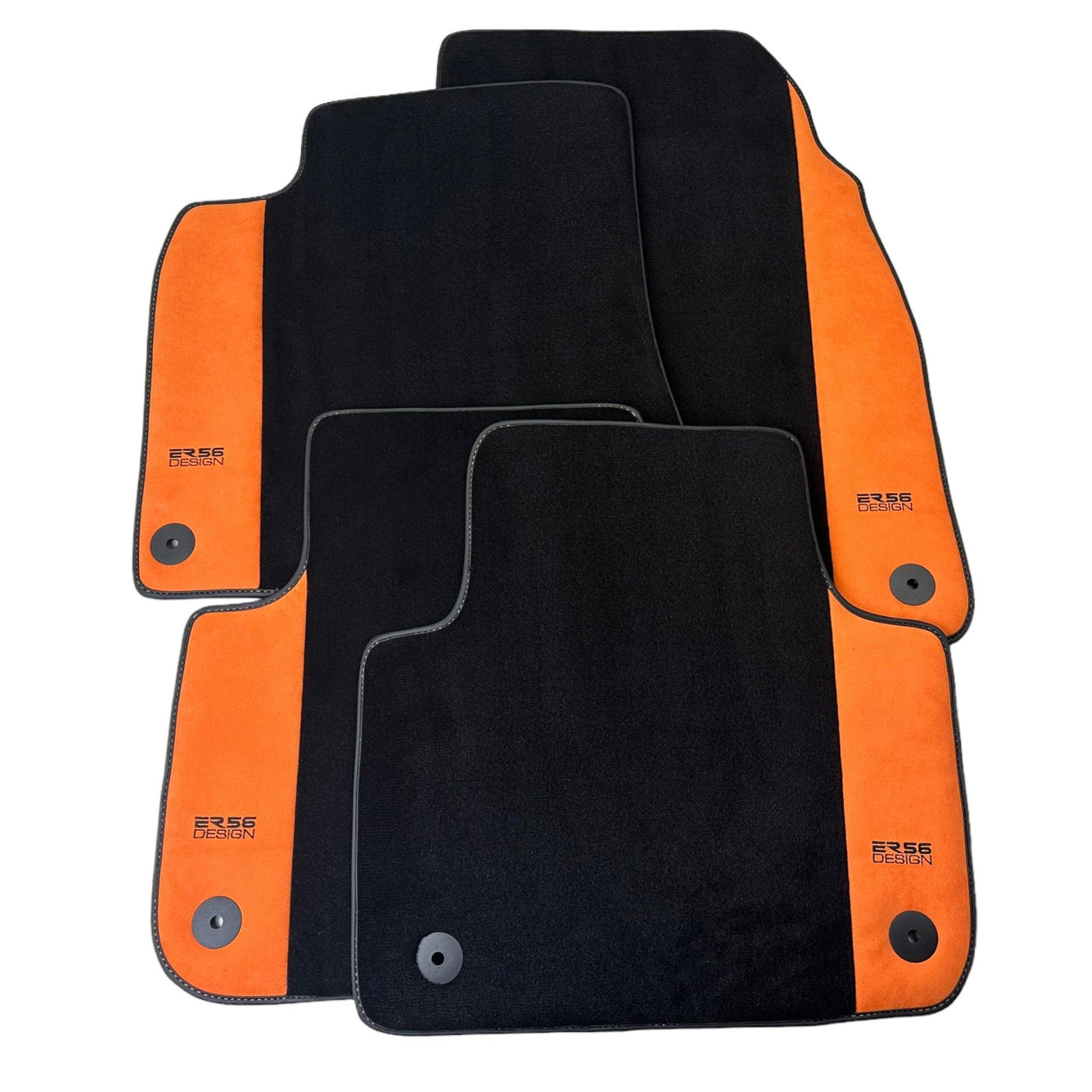 Black Floor Mats for Audi Q5 8R (2008-2017) With Orange Alcantara | ER56 Design - AutoWin