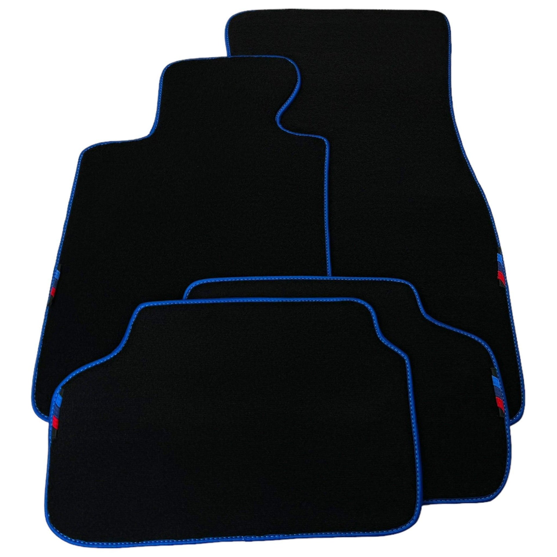 Black Floor Mats For BMW 1 Series E81 | Blue Trim - AutoWin