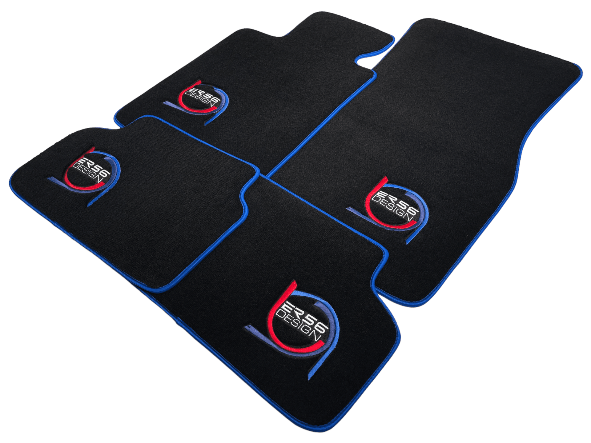 Black Floor Mats For BMW 3 Series E91 5-door Touring ER56 Design Limited Edition Blue Trim - AutoWin