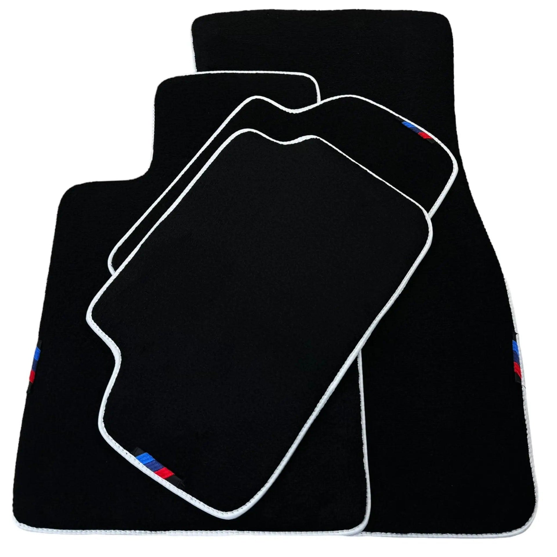 Black Floor Mats For BMW 5 Series F10 | White Trim - AutoWin