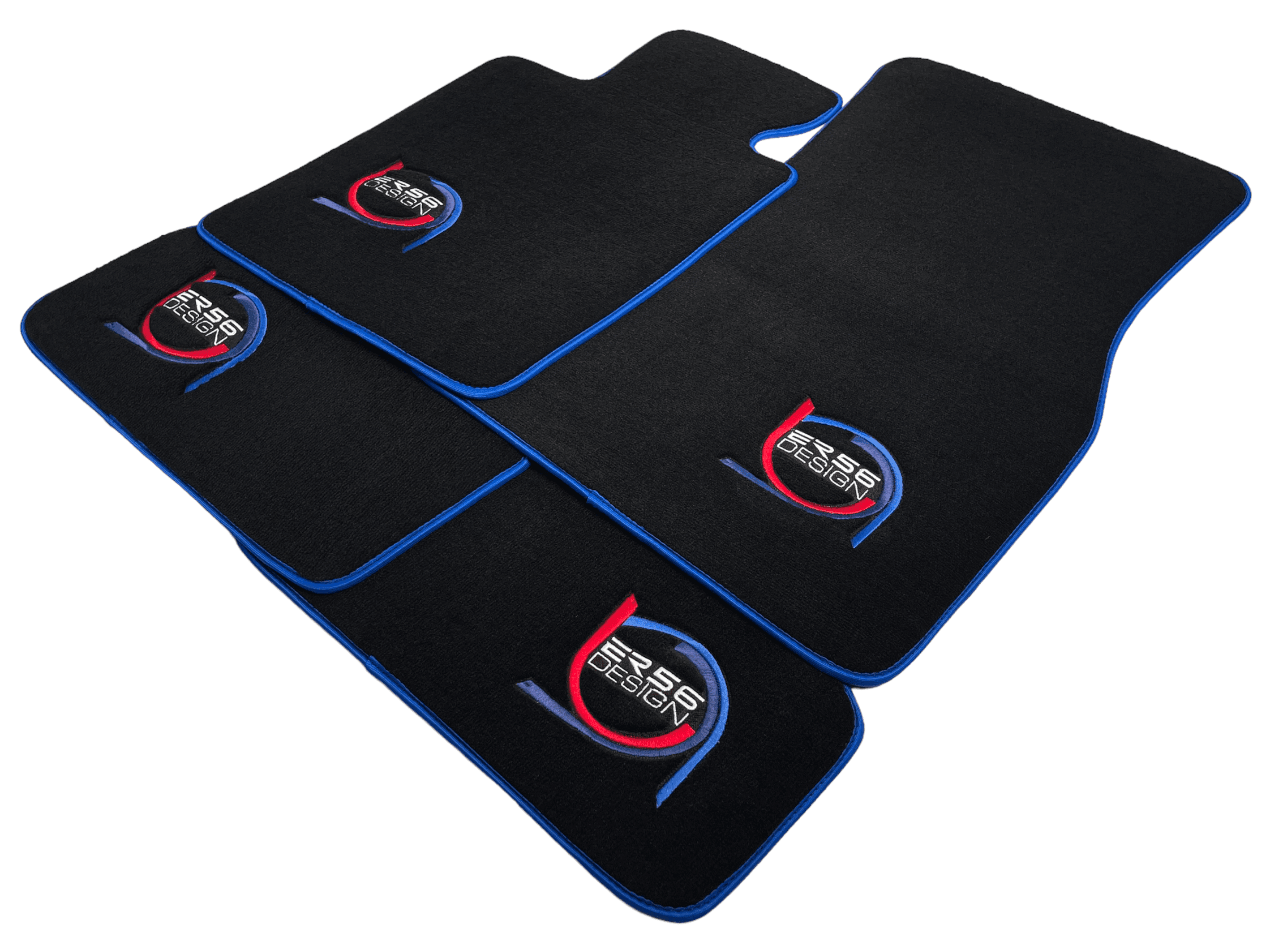 Black Floor Mats For BMW 5 Series F11 5-doors Wagon ER56 Design Limited Edition Blue Trim - AutoWin